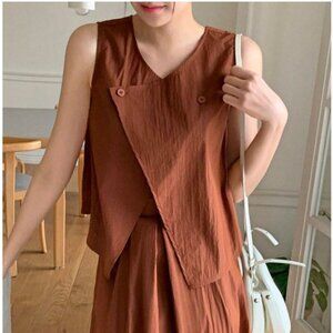 DAZY Women's High-Low Hem Sleeveless Top And Skirt Set